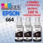 Tinta Negra 664 pack de TRES UNIDADES